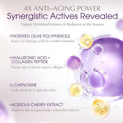 Tidora Anti-Aging&Anti-Sugar Collagen Peptide Capsules – Wrinkle Reduction, Skin Hydration & Firming | With Vitamin Supplementation+ Patented Olive Extract | 30 Softgels for Beauty