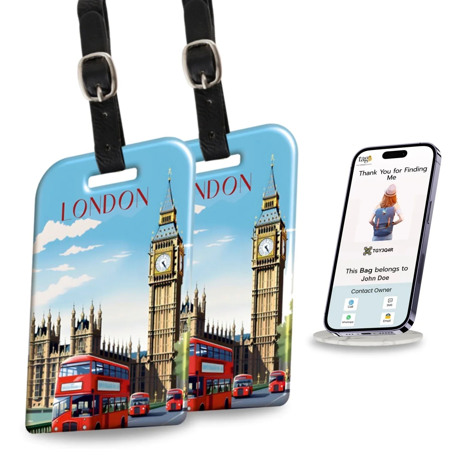 Smart Bag Security Tag - London [Pack 2]-0