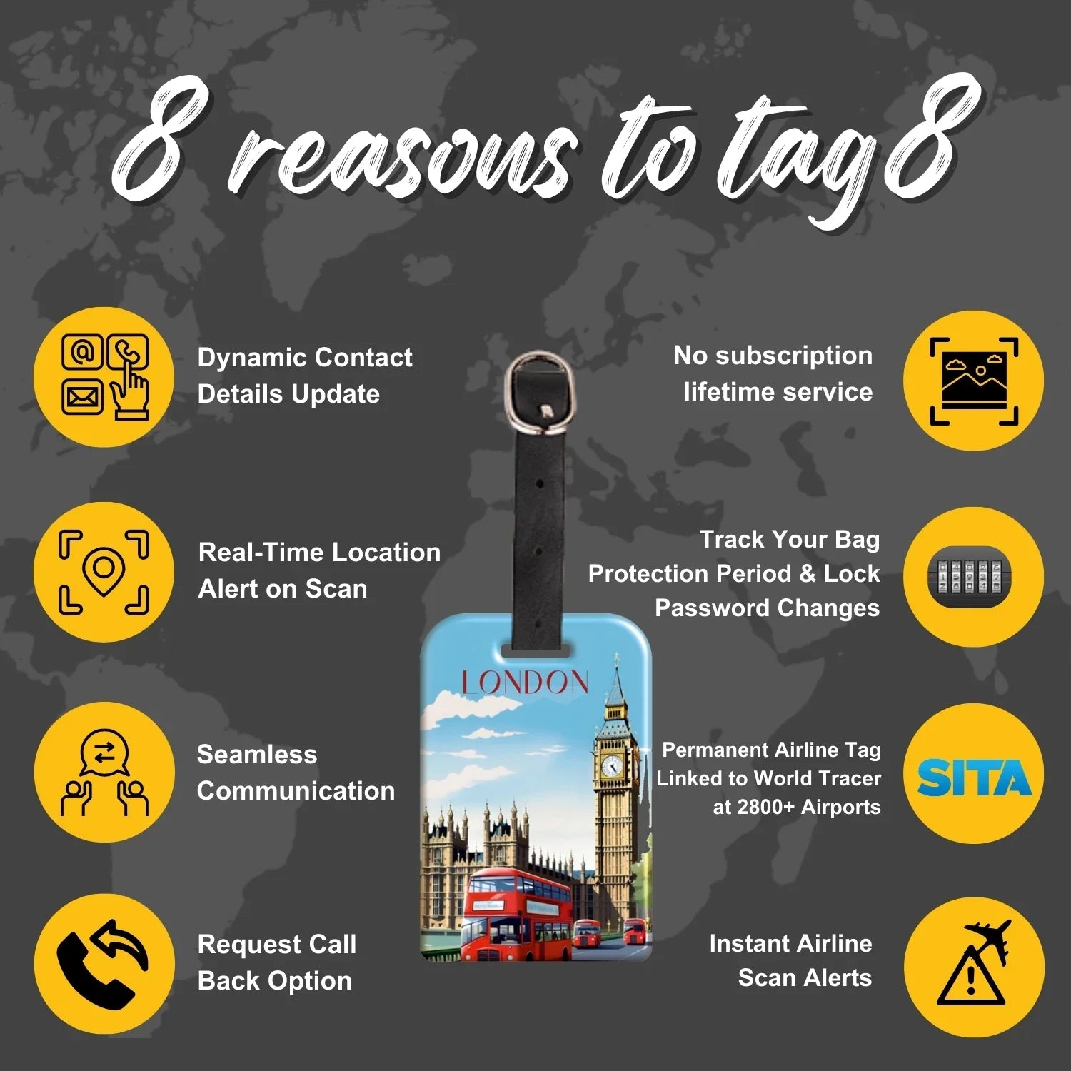 Smart Bag Security Tag - London [Pack 2]-3