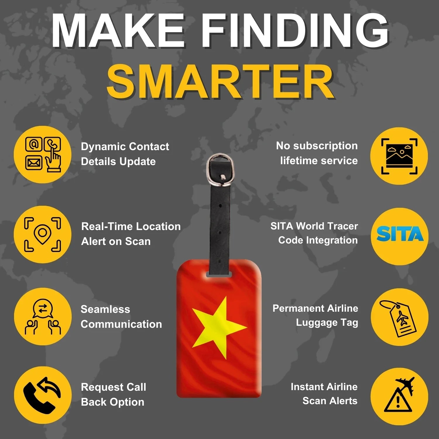 Smart Bag Security Tag -  Vietnam Flag [Pack 2]-3
